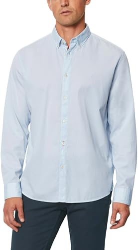 Marc O'Polo Herren Hemd aus Baumwolle Langarm, Blau (Airblue), XXL