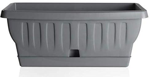 Bama Fioriera, Natura, con riserva d'Acqua, in Resina, Grigio, 30 cm