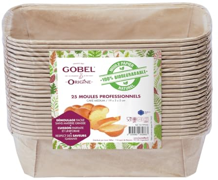 Gobel - Packung mit 25 Kastenformen - Papier, Biologisch Abbaubar - Mittelgroß - 19 x 5 x 5 cm - Made in France