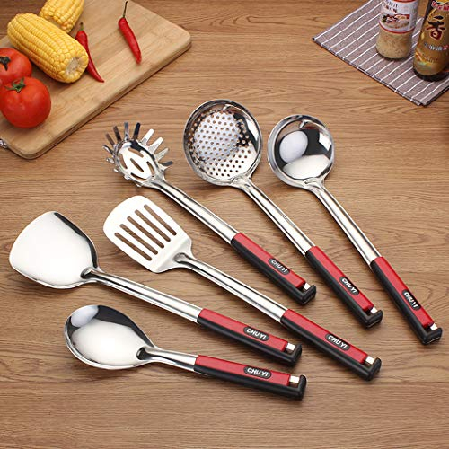 Abcsea 6 Pièces Accessoires Set de Cuisine, Cuillères de Cuisine, Spatules Cuisine INOX, Ustensiles de Cuisine INOX, Gadgets de Cuisine (Groupe 3)