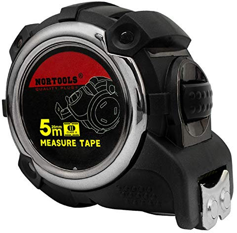 NORTOOLS 5M Versenkbares Maßband mit Auto-Lock Professional zum Messen des Flächenvolumens Pythagoras
