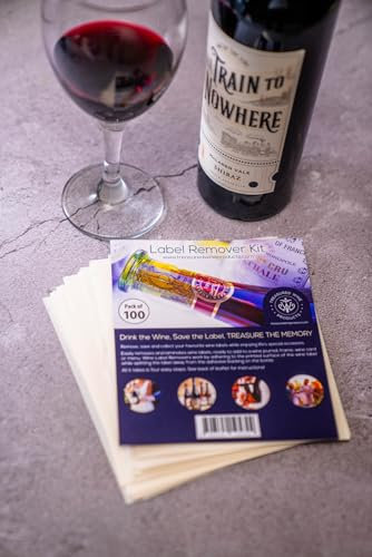 Kit per rimuovere etichette per bottiglie di vino - 100 fogli adesivi per rimuovere e laminare etichette di vino - Prodotti vinicoli Treasured