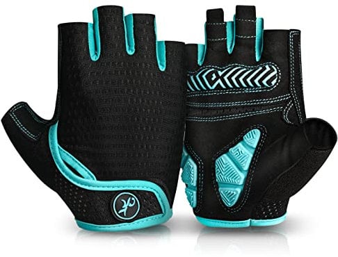 MOREOK Fahrradhandschuhe für Herren Damen Sommer Radsporthandschuhe Halbfinger 5MM SBR Gel rutschfeste/stoßdämpfende Handschuhe für Mountainbike, Rennrad & Downhill-E-S