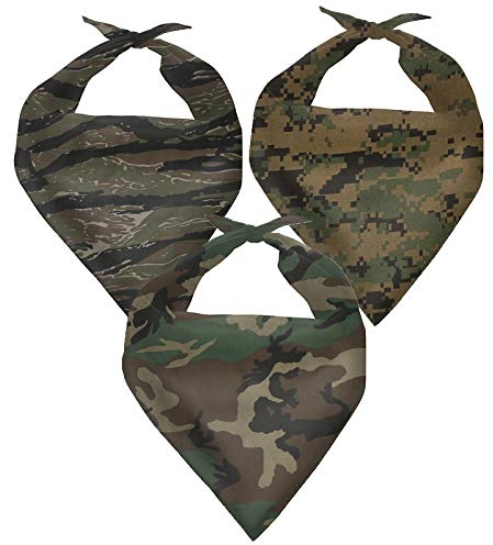 Advocator Dreieckstuch für Hunde, Camouflage, Baumwolle, für kleine und mittelgroße Hunde, Welpen, Mädchen, Jungen, Hunde, Katzen, Haustier-Halstuch, 3 Stück