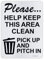 Schild mit der Aufschrift Please Help Keep This Area Clean, Pick Up And Pitch In Sign, 25,4 x 35,6 cm, 0,040 Aluminium, reflektierendes Schild, rostfrei, Aluminium, UV-geschützt und wetterfest.