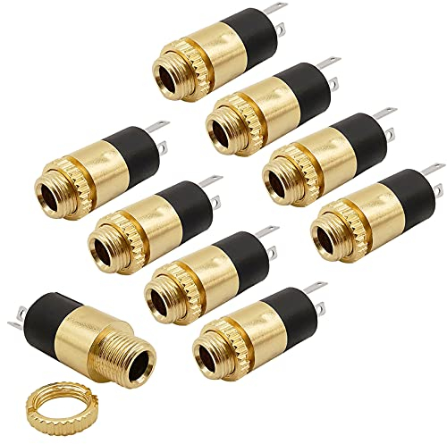 LEZED Stereo Klinke Schalttafelmontage Steckverbinder 3,5 mm Stereo Jack Panel Mount Anschluss Klinke Stereo Buchse Einbau mit Lötanschluss 8 Stück