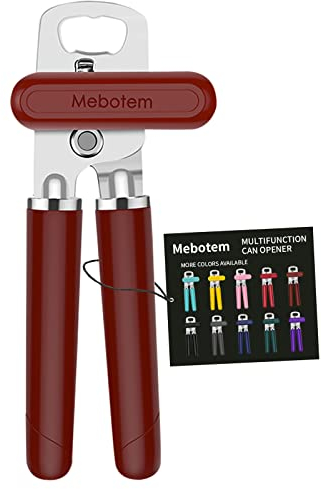 Mebotem Dosenöffner in 10 Farben, manueller Handdosenöffner, robuster Handdosenöffner, glatter Rand, Edelstahl-Dosenöffner, oberer Deckel, Küchenhelfer, bester großer Drehknopf, mit Flaschenöffner,