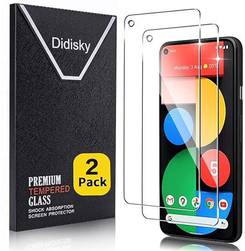 Didisky Lot de 2 Protecteur Verre Trempé pour Google Pixel 5 6.0'' (Pas pour Pixel 5a 5G), Film Protection écran, dureté 9H, Pas de Bulles, Haute définition