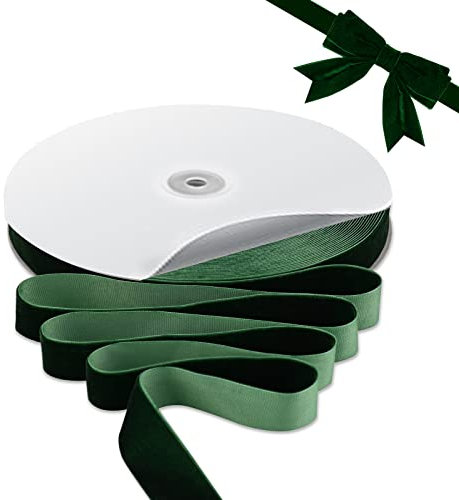 FATCAT DrakGrün Samtband, Geschenkband, Vintage DrakGrün Band mit Spule für Geschenkverpackungen Hochzeit Dekorationen Blumenstrauß Verpackung, Handwerk DIY (Drak Grün, 2.5cm X 30Yds)