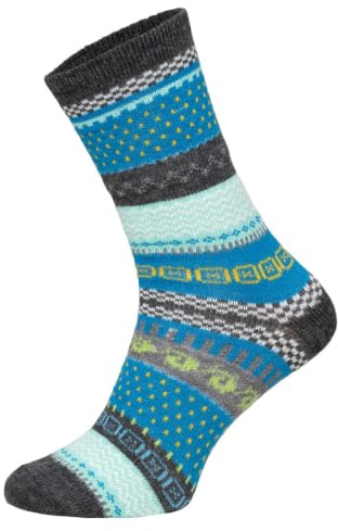 HomeOfSocks 2 Paar Warme Hygge Socken Für Herren Und Damen Aus Echter Wolle - Wollsocken Mit Fröhlich Bunten Mustern Und Druckarmer Zehennaht | Grau Gr. 35-38