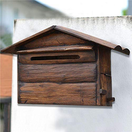 Sudemota Briefkasten Rustikaler Briefkasten zur Wandmontage, massiver Holz-Briefkastenhalter, for Aufhängen, Dekoration for Haus, Veranda mit Vintage-Prägung und von Gift Boutique Mailboxes