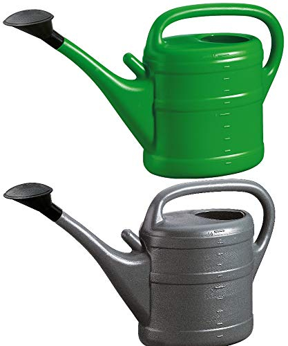 2X Gießkanne 10L GRÜN + ANTHRAZIT + 1x KÜHLSCHRANKMAGNET! Giesskanne Kunststoff für groß & klein Garten & Zimmerpflanzen Gießkannen Gieskanne Gieskannen 10 L Liter Watering Can Gieskannen10Liter lr