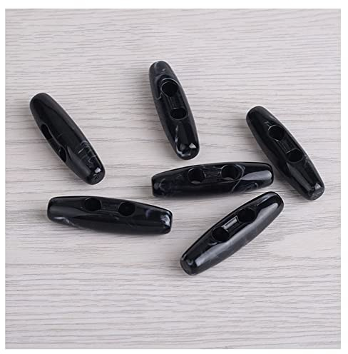 SHTGOI 24Pcs Knebelknöpfe Kunstharzknöpfe Acryl Harz Knöpfe Nähknöpfe mit 2 Löchern Spalten-Doppellochknöpfe für Strickwaren Windjacke Wattierte Jacke Daunenjacke Wollmantel Schwarzes Muster