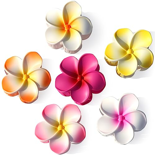 6 Stück Blumen Haarklammer, Blumen Haarspangen Stilvolles Blumenklauenclip Hawaiianische Blumenclips große niedliche Haarspangen Haarstyling Zubehör Geschenke für dickes dünnes Haar für Frauen Mädchen