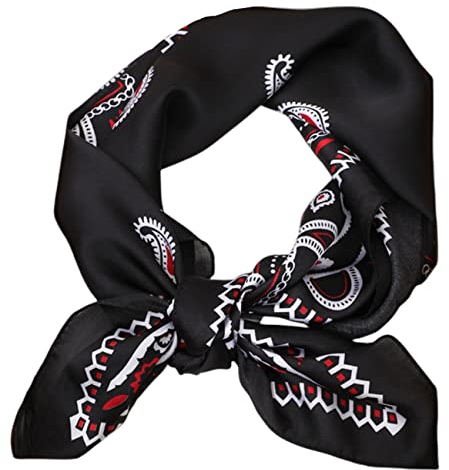 FAIRYGATE Schal Schwarz Damen Bandana Tuch Halstuch Kopftuch Vierecktuch Satin Mädchen DA2219