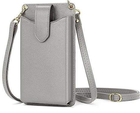 Peacocktion Handytasche zum Umhängen, Kleine Umhängetasche Damen, Crossbody Handytasche Geldbörse, Handy Umhängetasche mit Kartenfächer, Crossbody Tasche für Damen, 01-Licht Grau