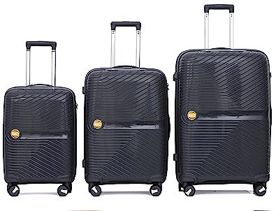 Asge Hartschalen-Koffer & Trolleys Handgepäck Koffer 4 Rollen Reisekoffer Set TSA Zahlenschloss Teleskopgriff, Großer Rollkoffer (Dunkelblau, Set)