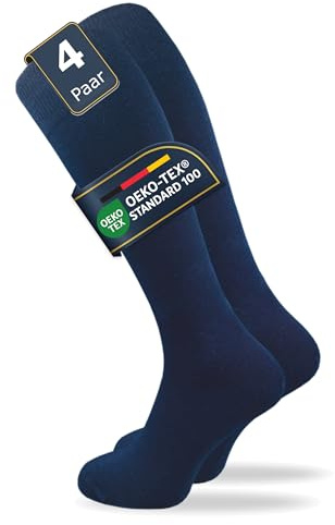 GAWILO Damen Kniestrümpfe aus 80% Baumwolle (4 Paar) ohne drückende Naht | lange Socken mit Komfortbund | absolut blickdicht