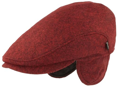 Breiter Herren Winter Schiebermütze mit Ohrenklappen Flatcap Schirmmütze 100% Wolle mit ausklappbarem Ohrenschutz Mütze Hautfreundlich & Bequem