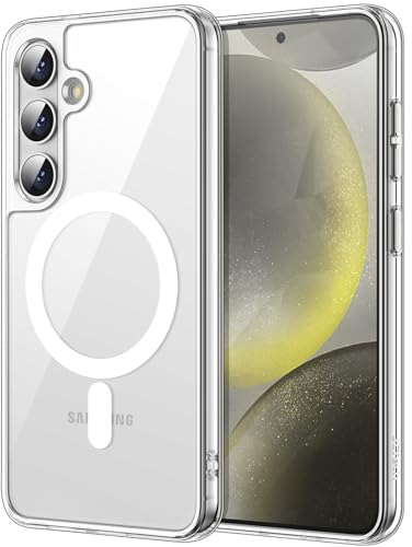 JETech Magnetisch Hülle für Samsung Galaxy S24+ / S24 Plus 5G, Kompatibel mit MagSafe, Stoßfeste Schützend Handyhülle, Nicht Vergilbende Harte Klare PC-Rückseite (Durchsichtig)