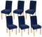 JHLD Stretch Stuhlhussen 6er Set, Stuhlbezug Samt Weiche Stuhlhussen Für Esszimmerstühle Abnehmbare Waschbar Für Hotel Bankett-Navy blau-6 Stück