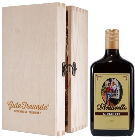 Giulietta Amaretto Likör mit Geschenk-Holzkiste