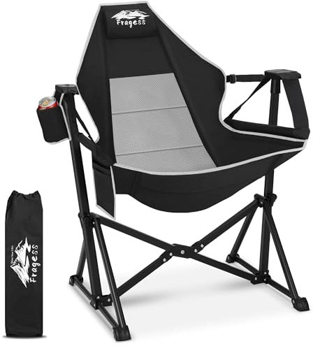 Fragess Portable Hammock Camping Chair with Adjustable Back, Folding Hammock Chair Supports 330lbs, Camping Swing Chair for Adults, Camping Hammock Chair for Lawn, Concerts, Backyard, Stargazer-Black