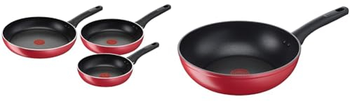 Lagostina Cucina Mediterranea Set di Padelle Antiaderenti in Alluminio Ø 20/24/28 cm & Wok Antiaderente in Alluminio Ø 28 cm, Induzione, Gas e Forno