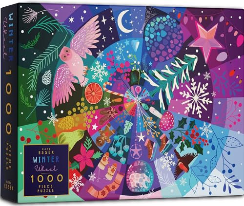 Elena Essex weihnachtspuzzle - Winter Wheel/Weihnachtspuzzle 1000 Teile / 1000 Teile/Puzzle Weihnachten/Winter Weihnachten Familie Puzzle/Puzzlegröße 70 x 50 cm