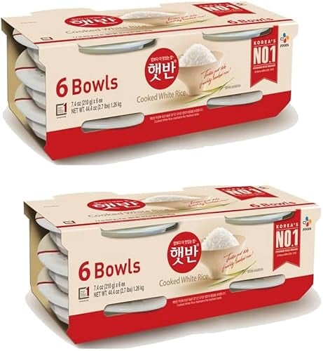 CJ Hetbahn Microwavable Instant White Rice 210g - Korean Convenience Food (Pack 12)
