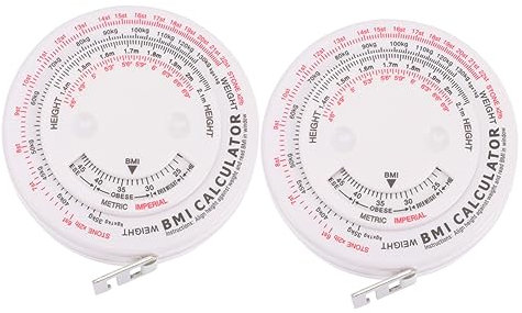 Veemoon 2St bmi Maßband Armumfangsband Mittel Taillenmessrechner bmi gesundheit maßband Masse body measure tape Körpermaß Tape einziehbares Taillenmaßband einziehbares BMI-Lineal Abs Weiß