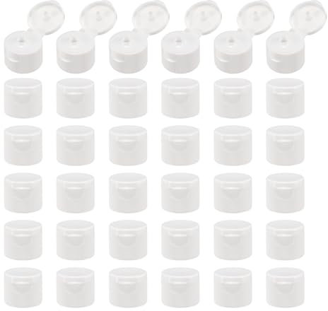sourcing map 36pcs 28/410 Flips Top Caps for Bottles, Replacement Plastic Reusable Non-Spill Bottle Lid for Squeeze Bottles, Refillable Bottles, Plastic, Empty, Shampoo Bottles, White