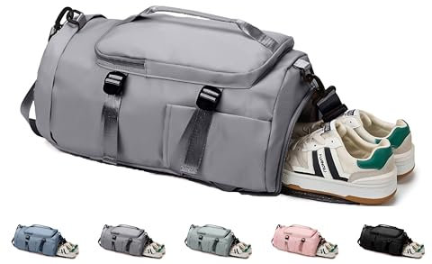 ZollernX - Sport- & Reisetasche, Fitness wasserdicht, Training & Reisen, mit Schuh- & Nassfach, für Damen & Herren, Handgepäck Gym Bag, Trainingstasche mit Gurten für Alltag & Outdoor (Grau)