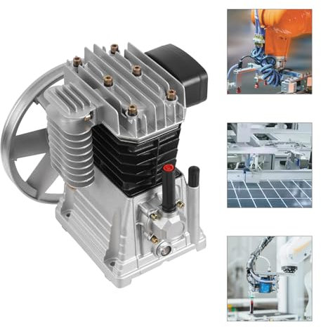 Air Compressor Bare Pump Motor Head 3HP Piston Twin Cylinder 2.2KW 250L/min Oil Lubricated Air Compressor, INKL Silencer + Screw + Breathing Nozzlev