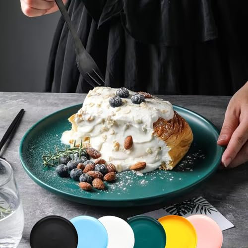 Lot de 6 assiettes à dîner en céramique, assiettes à dessert de 7,8 pouces en porcelaine, assiettes à apéritif en porcelaine pour lave-vaisselle, assiettes à salade en grès - Passe au micro-ondes