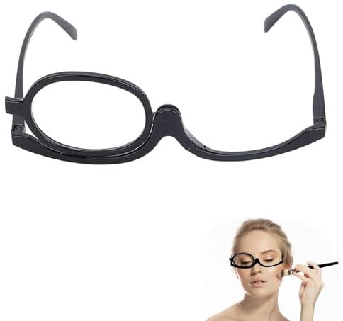 300 Degrees Make Up Glasses Make Up Glasses Flip Up Lens Uk Only Folding Reading Glasses Magnifying Make up Glasses With Flip-Down Single Lens For Womems Reading Glasses Magnifying Glasses (Black)