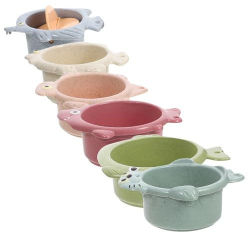 COLLBATH 6 Teiliges Set Stapelbecher Cartoon Fische Badespielzeug Für Badewanne Und Dusche Ideal Für Kleinkinder Und Babys Fördert Die Motorischen Fähigkeiten