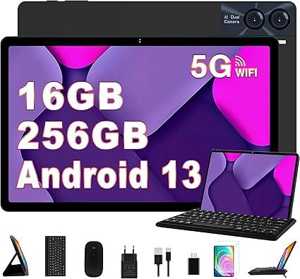 GOODTEL 11-Inch Touch Tablet Pantalla 2K 2000 * 1200 Android 16(8+8) GB RAM + 256GB ROM Batería 8600mAh, WiFi 5, Bluetooth 5.0, 13MP + 5MP, Certificado GMS, Tipo C, Cuerpo metálico, Negro