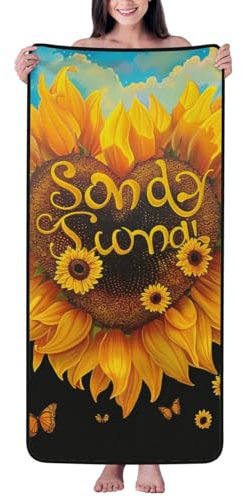 Badetuch Blessed to Be Called Nana mit Sonnenblumen-Motiv, 68 x 140 cm, Korallen-Samt, saugfähig, Badetuch für Badezimmer, Strand, Reisen, Spa, Yoga