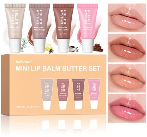 4 Stück Feuchtigkeitsspendend Lipgloss-Set, Mini Lippenbutter Lippenbalsam-Pack, Hochglänzendes Glas-Finish Lip Gloss Shiny Jelly Liquid Lipstick Für Frauen