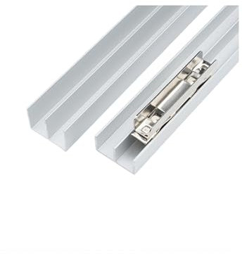 Rail de porte coulissante en alliage d'aluminium avec poulie, rail de fenêtre coulissante en verre for panneaux épais, for placards en verre (20 pouces)(80cm/31.5in)