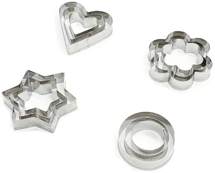Cookie Cutters Set - ShiningUU 12 Pcs Stainless Steel Star Heart Flower Round Biscuit Pastry Cutters for Baking, Birthday Christmas Valentine's Day Kitchen Tools