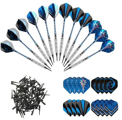 FUZVOL 12 PCS Soft Tip Darts Set with 120 Plastic Tips and 16 Dart Flights,18 g Plastic Tip Darts for Electronic Dartboard