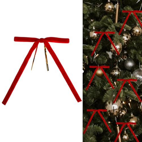 Zidoley 24 Stück Rote Schleifen Weihnachten, Samtschleifen Weihnachtsbaum Deko, Weihnachtsschleifen, Christbaum Schleifen für Weihnachtskranz Dekorationen Geschenke (M)