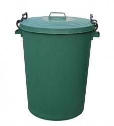Chabrias Ltd Heavy Duty 110 Litre Green UK Made Plastic Bin Dustbin, Indoor or Outdoor with Locking Clip Lid for Home Garden Rubbish Waste Animal Feed