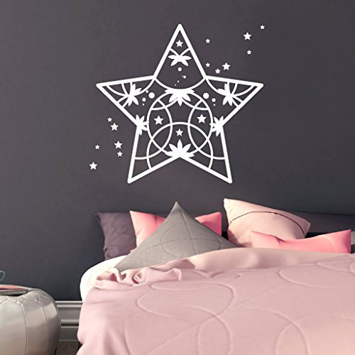 Wandtattoo Loft® Stern im Mandala Design / Wandtattoo/Wandaufkleber / 54 Farben / 2 Größen/grau / 55 cm hoch x 61 cm breit