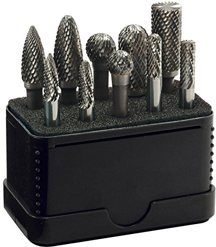 ALPEN Hartmetall-Frässtifteset, Zahnung 6 BOX 10 (10-tlg., Zylinder, ohne Stirnverzahnung, Hartmetall Werkzeuge, Bohrsortiment) 0776000005100