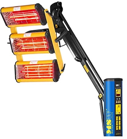MSW Lacktrockner Infrarot Trockner Strahler IR-DRYER3000.2 (3300 W, 3 Strahler, 40–100 °C, Trocknungsfläche 1200 x 1000 mm, Max. Höhe 265 cm, Timer 1–99 min)