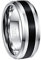 NUNCAD Silber Ringe Herren Wolfram Ring 8mm Einfach Eheringe mit Schwarzer Gebürsteter Mitte Zweifarbiger Herrenring Abgeschrägte Kanten Größe 61 (19.4)