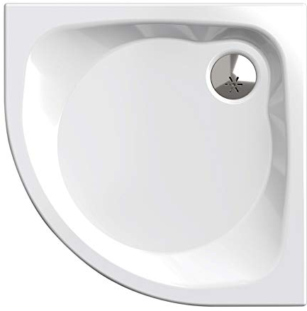 Plato de ducha, círculo cuarto 80 x 80 cm | Nordona® SIMPLEX PLUS | Set completo que incluye sifón Viega Tempoplex | construcción sólida y de gran calidad